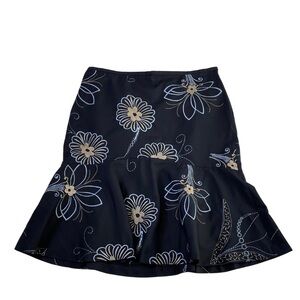 Vintage LOFT Ann Taylor Embroidery Wool Blend Trumpet Skirt Size 10 Y2K